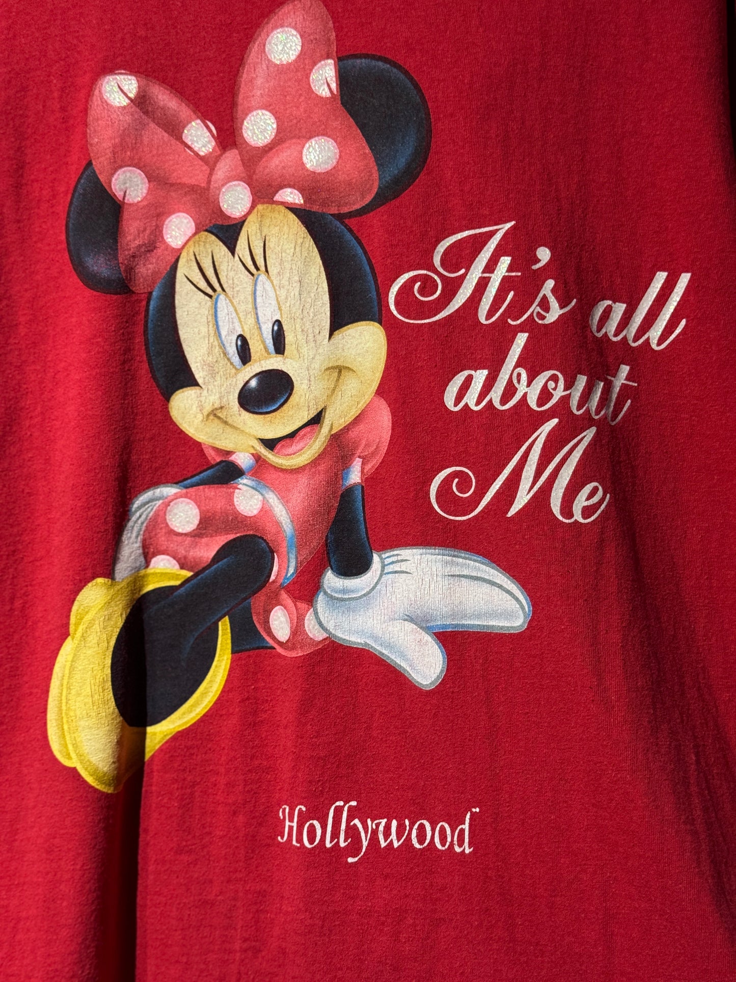 Minnie 'It's All About Me' Red Cotton Disney Tee [L]