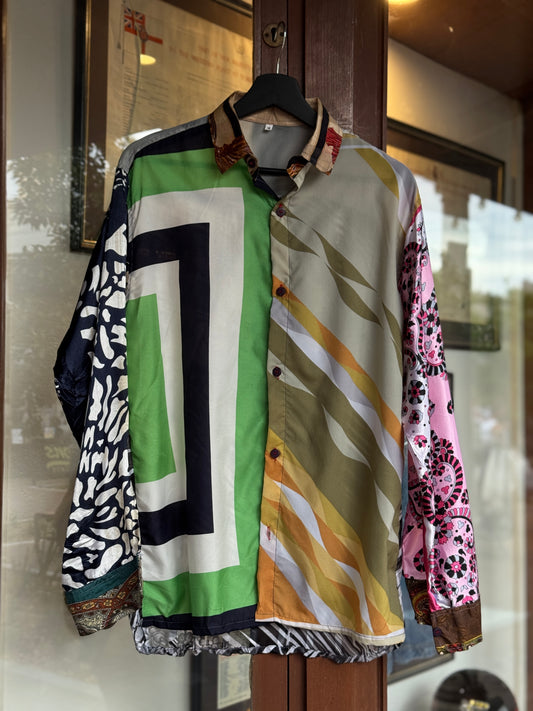 Vintage Silk Reworked Button Up [M]