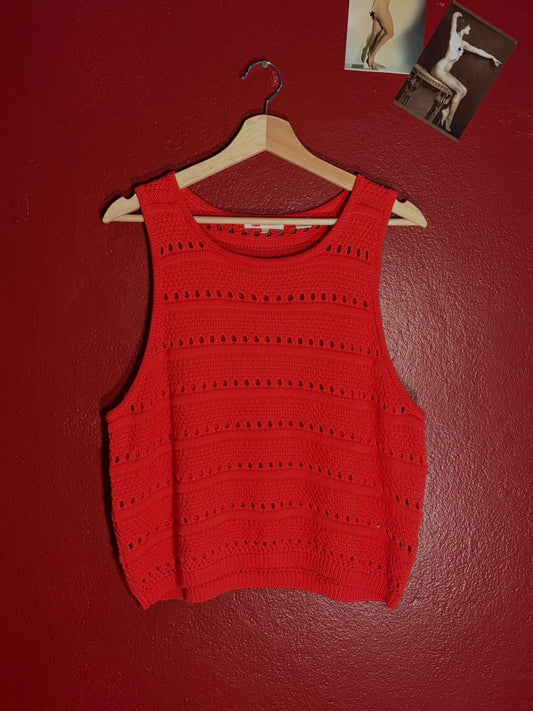 Levi's Red Open Knit Sleeveless Top - Size XL