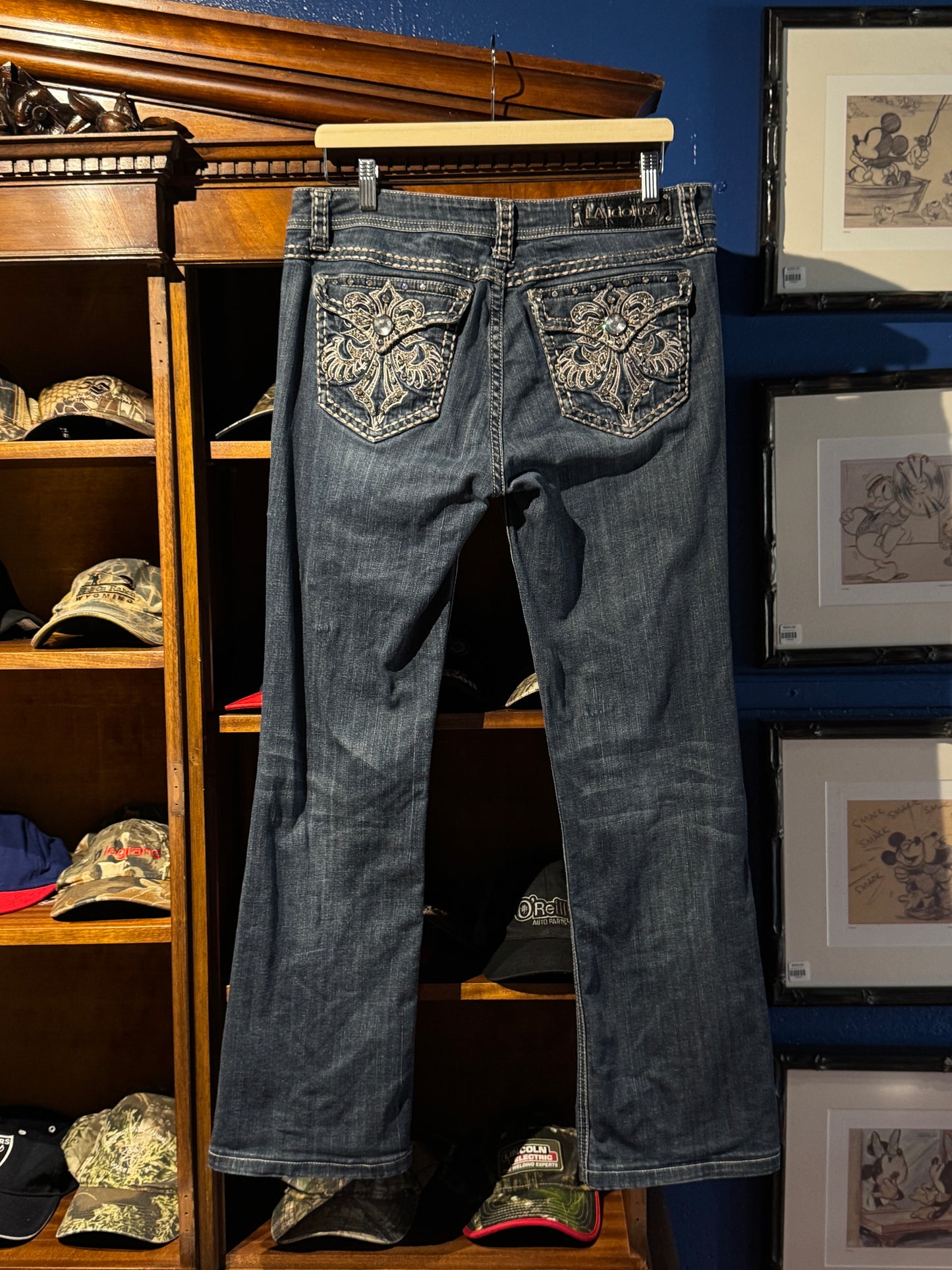 LA Idol USA Rhinestone Bootcut Jeans – Dark Wash (13)