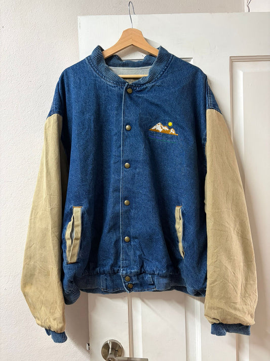 Vintage Three Rivers Denim Varsity Jacket - Made in USA [XL]