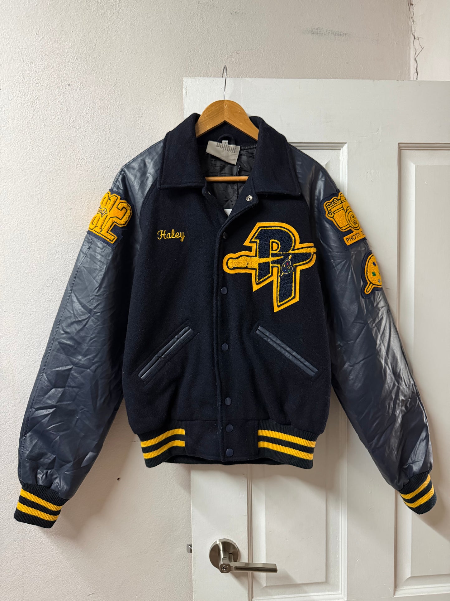 Navy Embroidered Varsity Jacket [S]