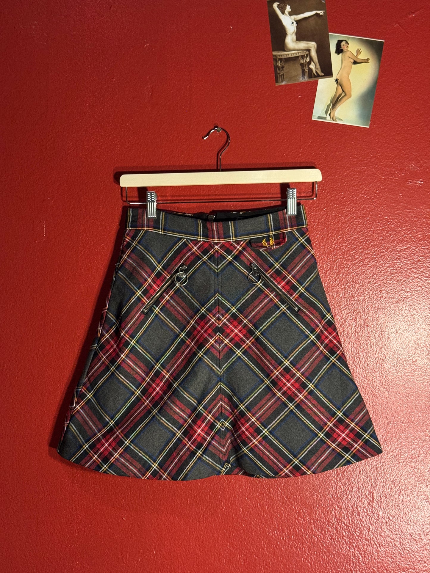 Vintage Fred Perry Tartan A-Line Skirt - UK 8 (AU 8)
