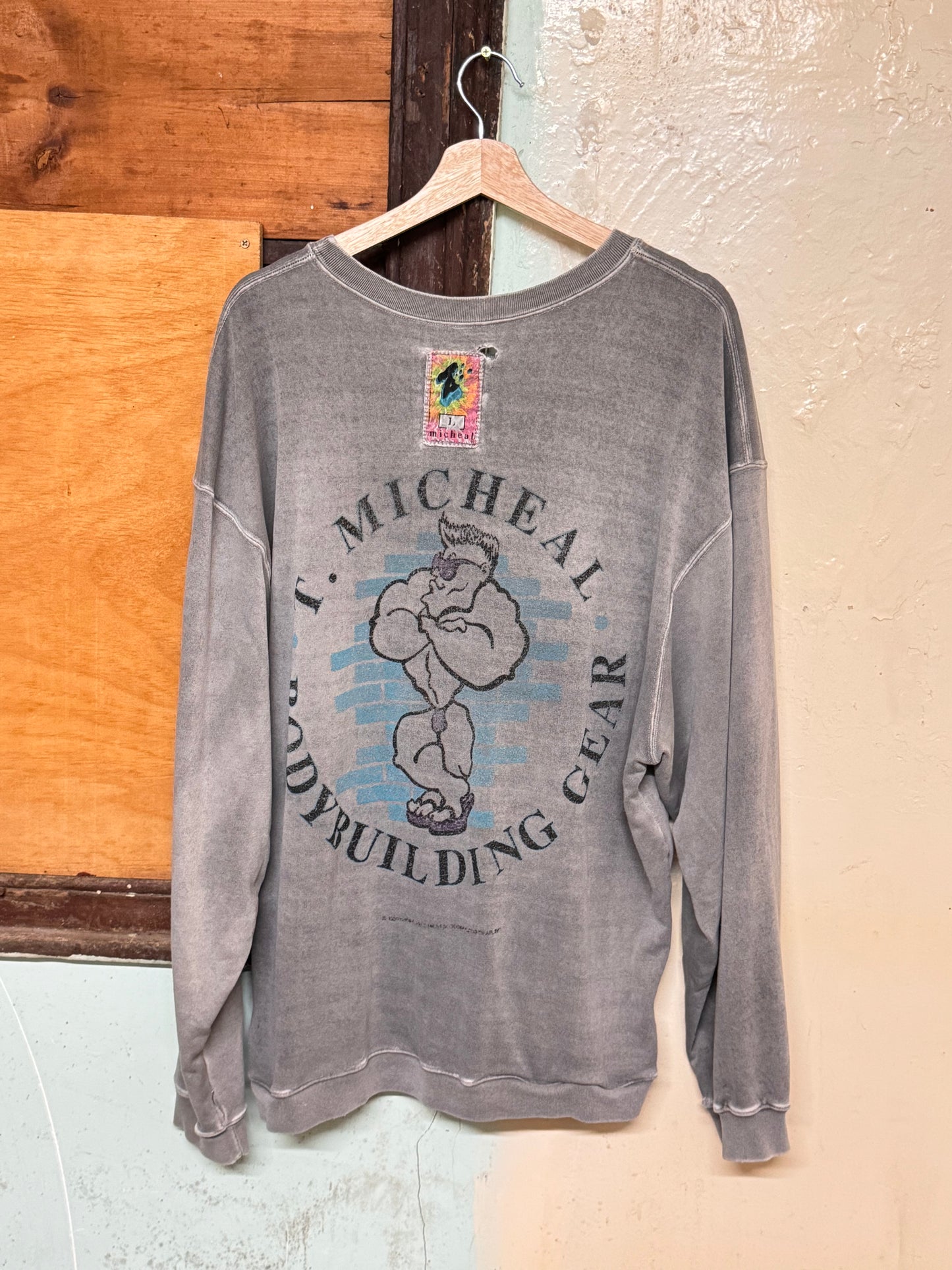 Vintage Bodybuilding Grey Crewneck Sweater [L]