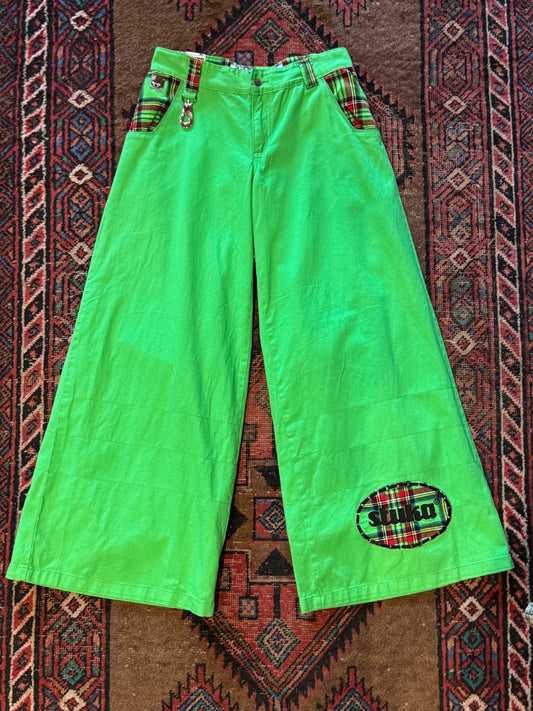 Stuka Parachute Pants – Green with Tartan Panels