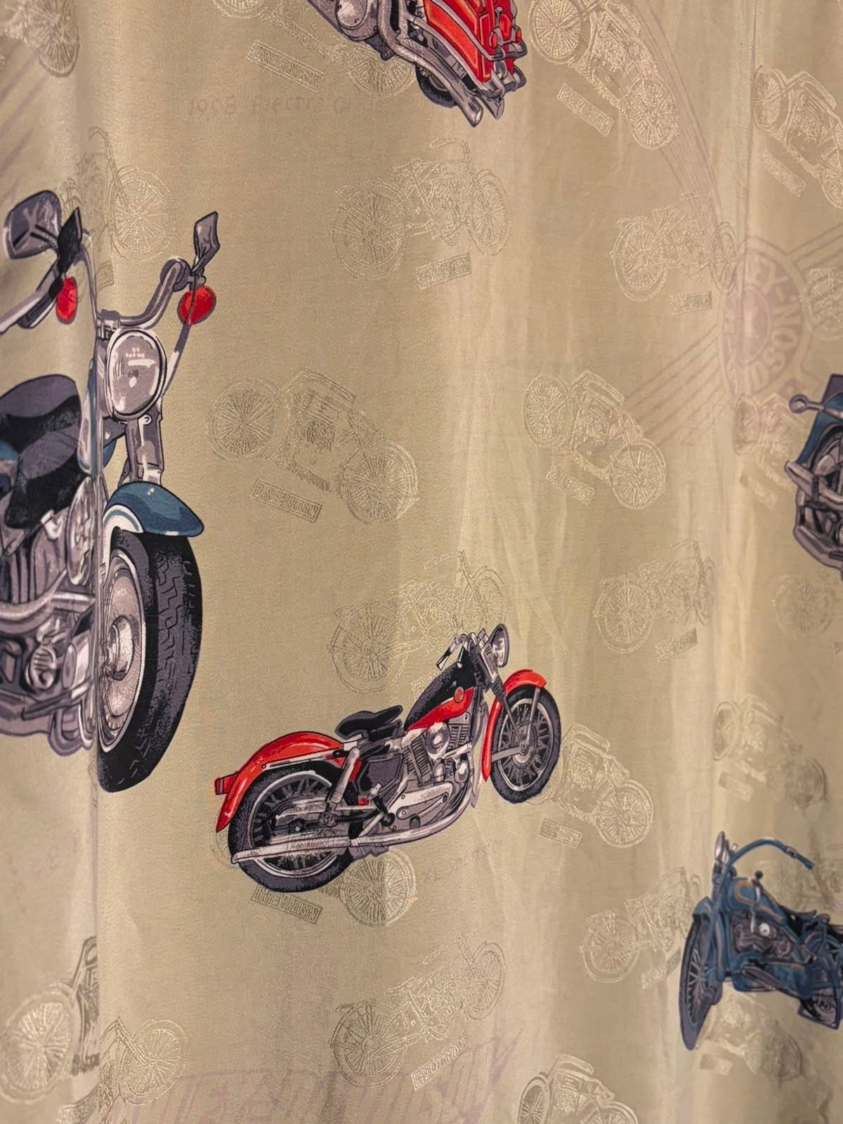 Harley-Davidson Motorcycle Print Silk Shirt [M]