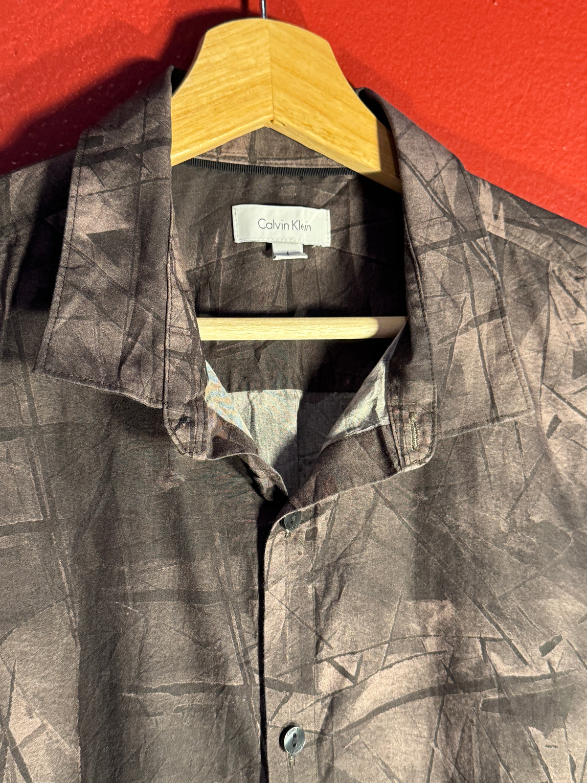 Calvin Klein Abstract Print Short Sleeve Shirt [L]