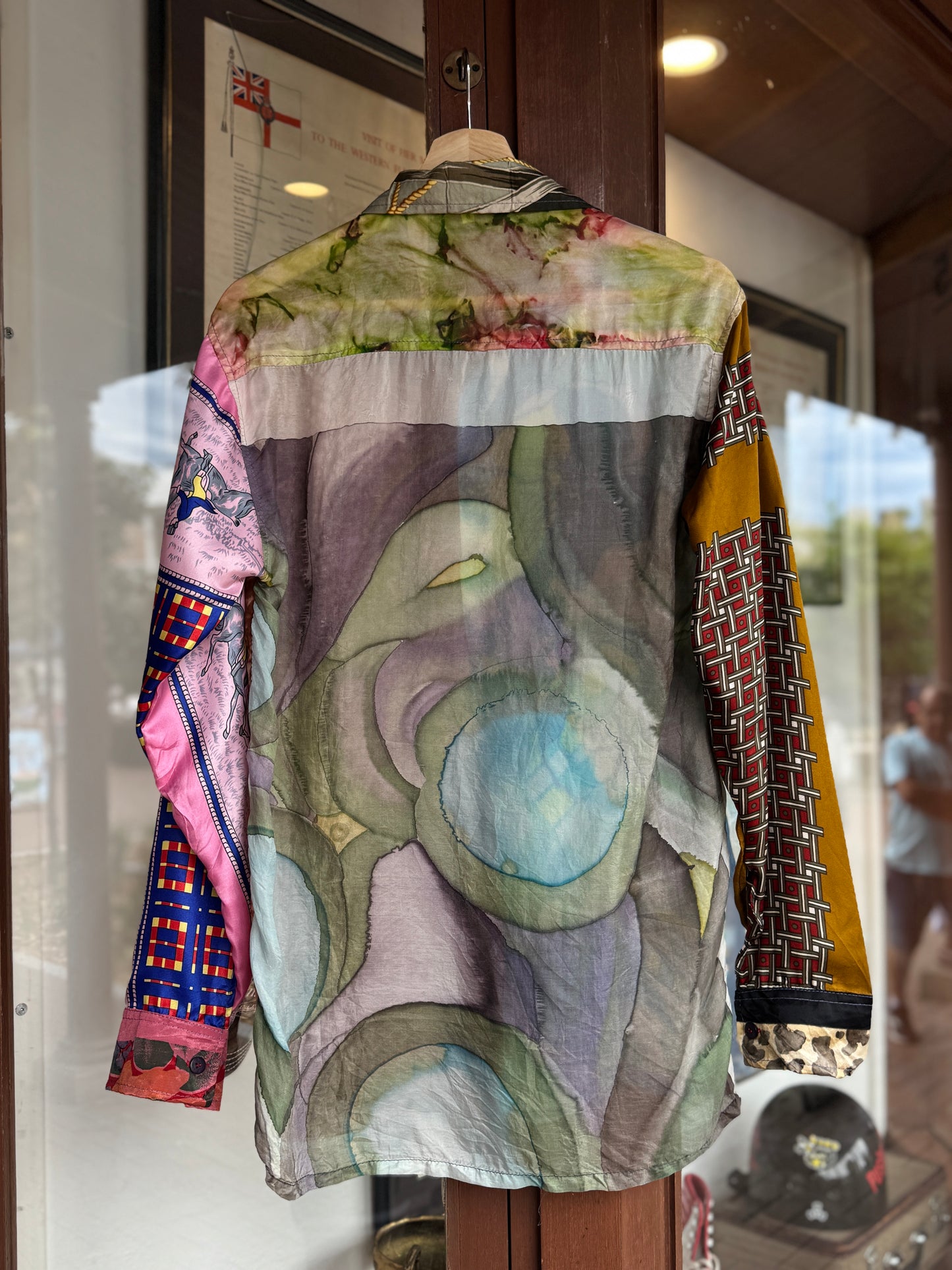 Designer Vintage Silk Reworked Button Up [M]