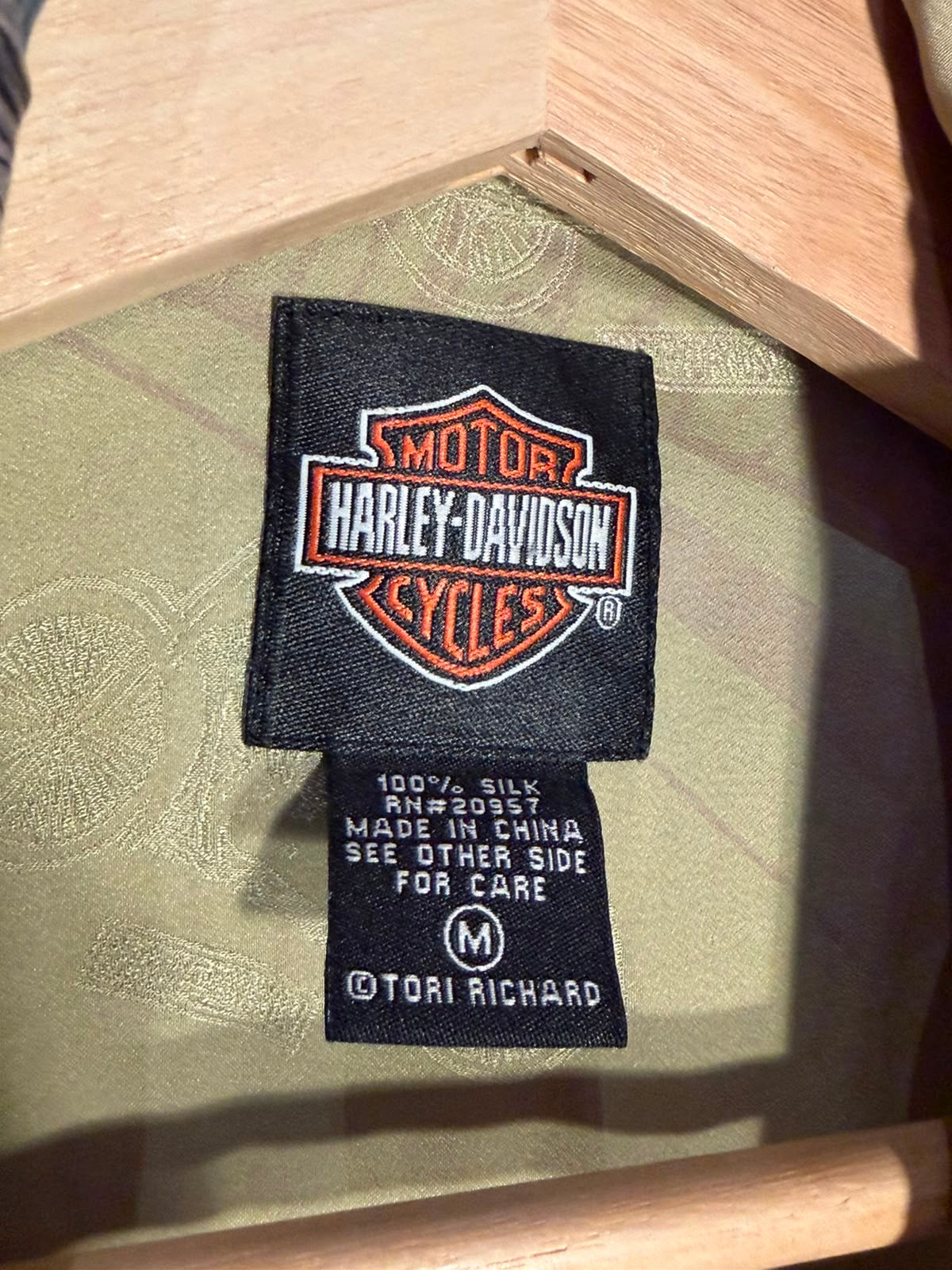Harley-Davidson Motorcycle Print Silk Shirt [M]