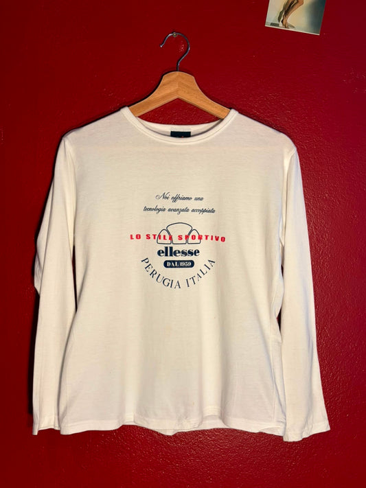 Y2K Women’s Ellesse Long Sleeve Logo T-Shirt [AU M]