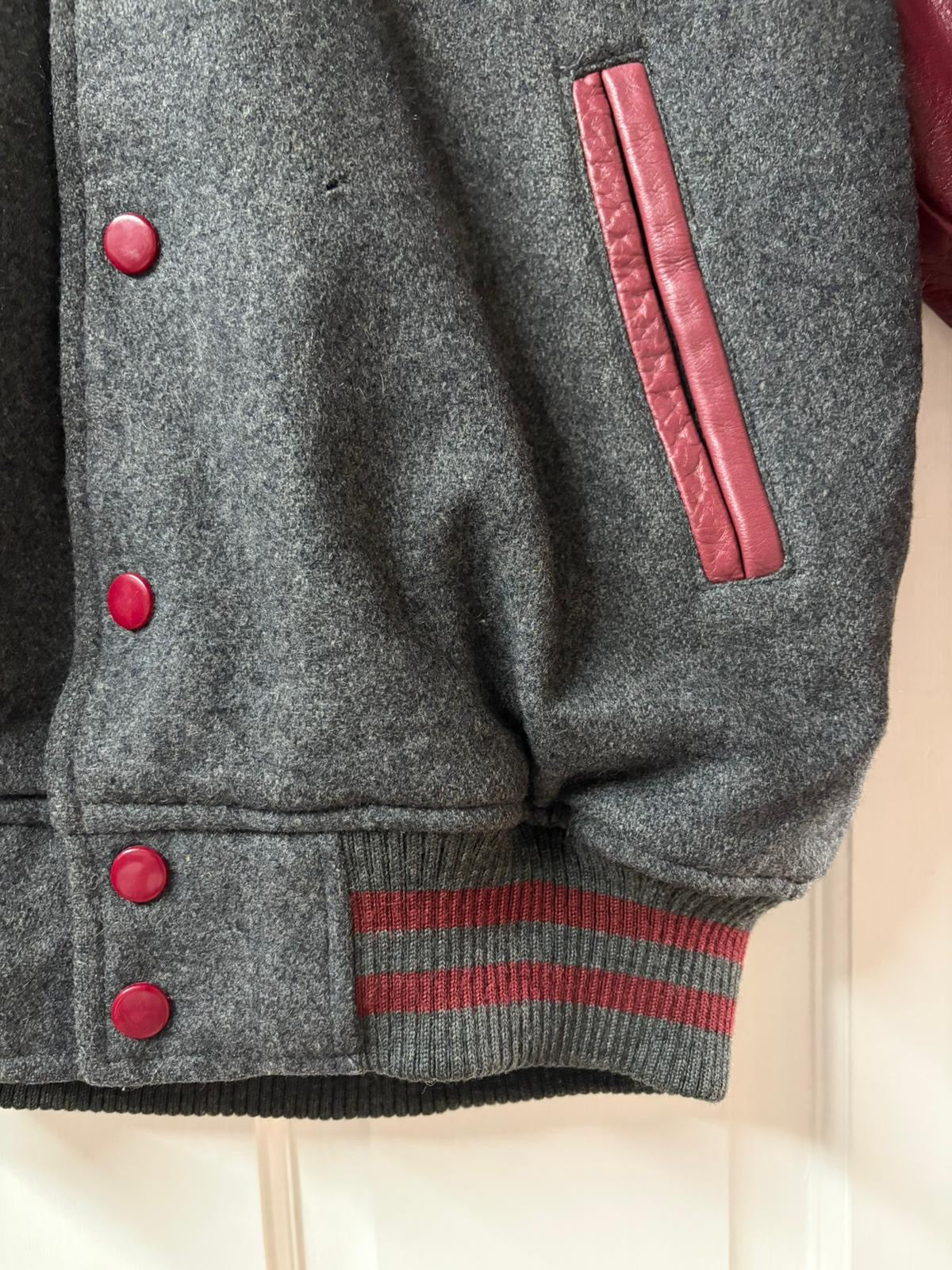 Vintage “Groovy Chap Zip Company” Leather Sleeve Varsity Jacket [M]