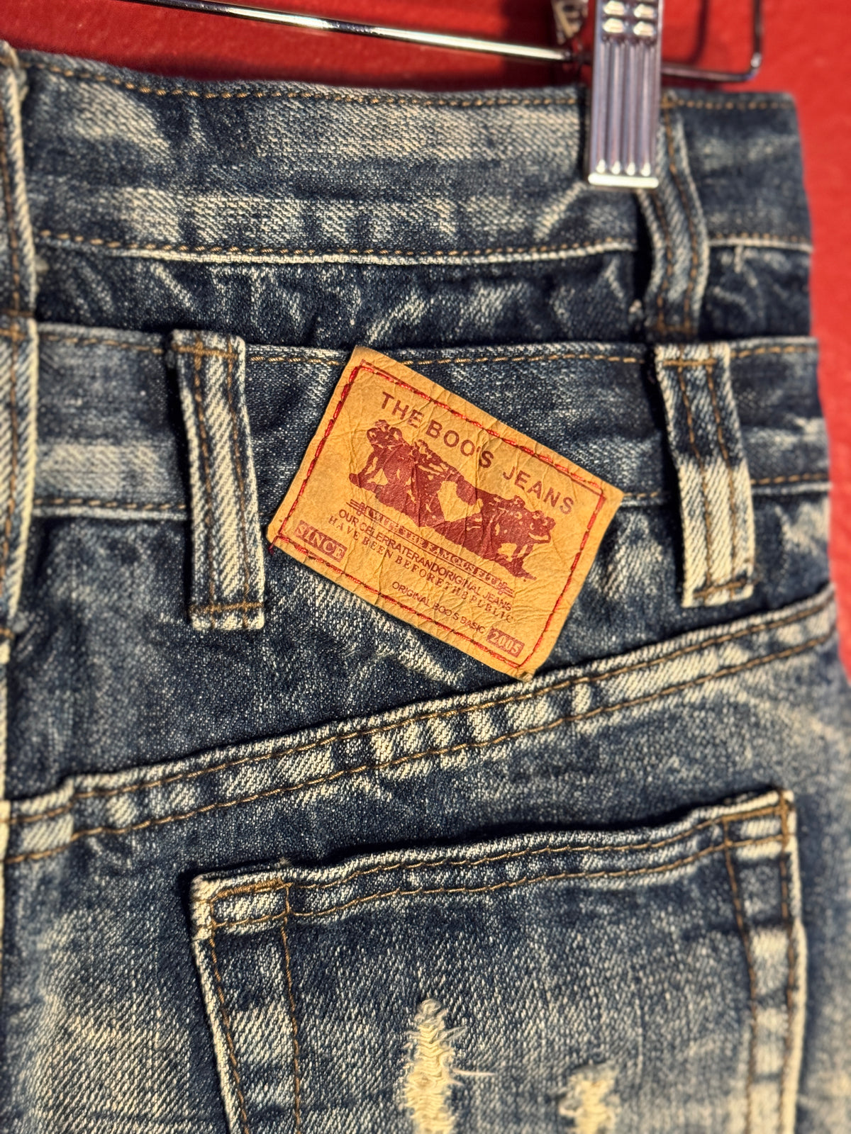 Y2K The Boos Jeans Distressed Denim Mini Skirt [S]