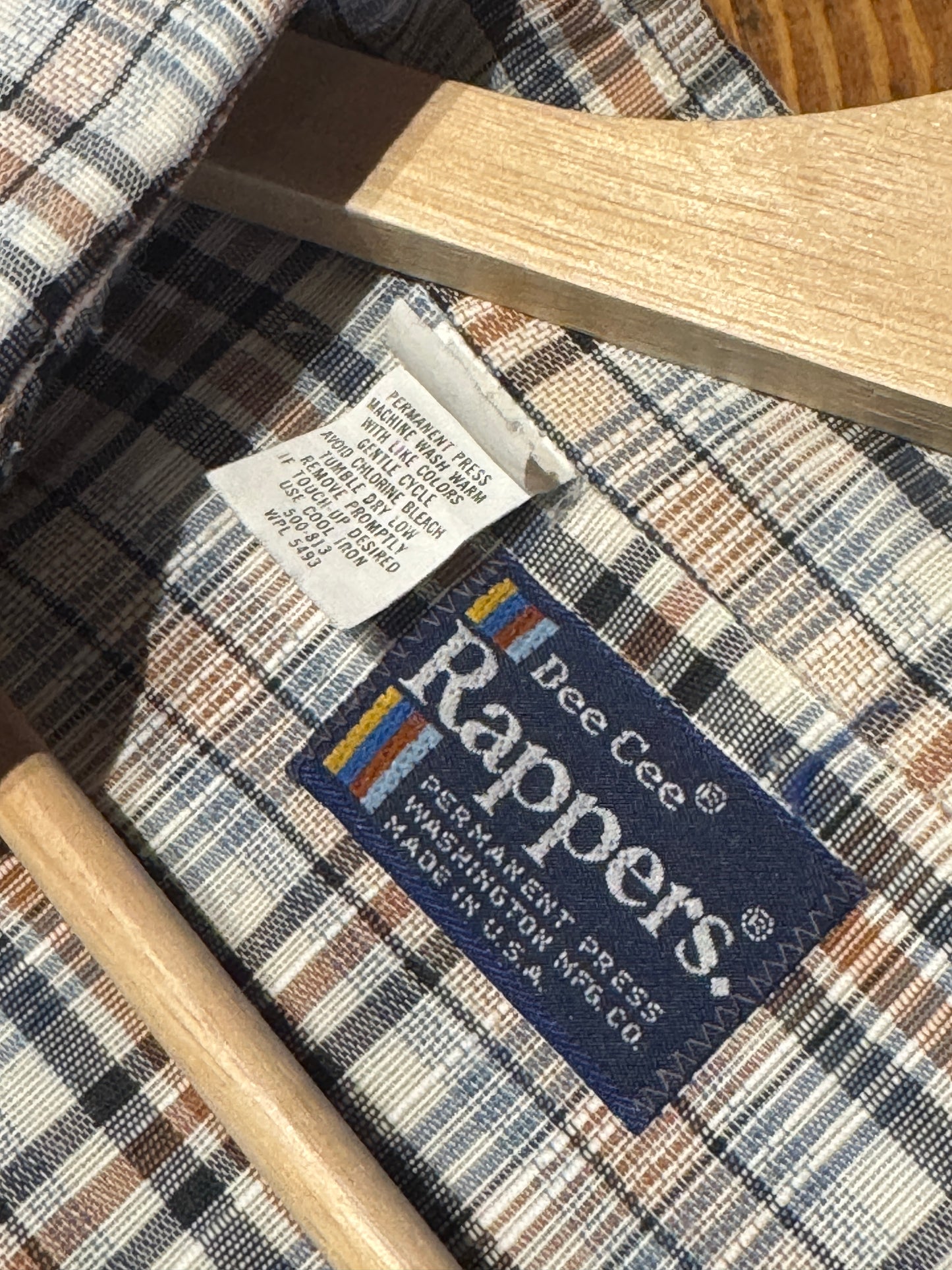 Vintage Western Snap Shirt – Brown / Blue Plaid (M)