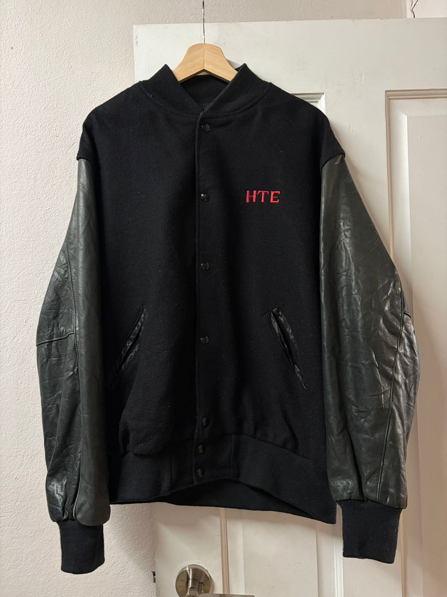 Vintage Holloway Leather Sleeve Varsity Jacket - Made in USA [XL]