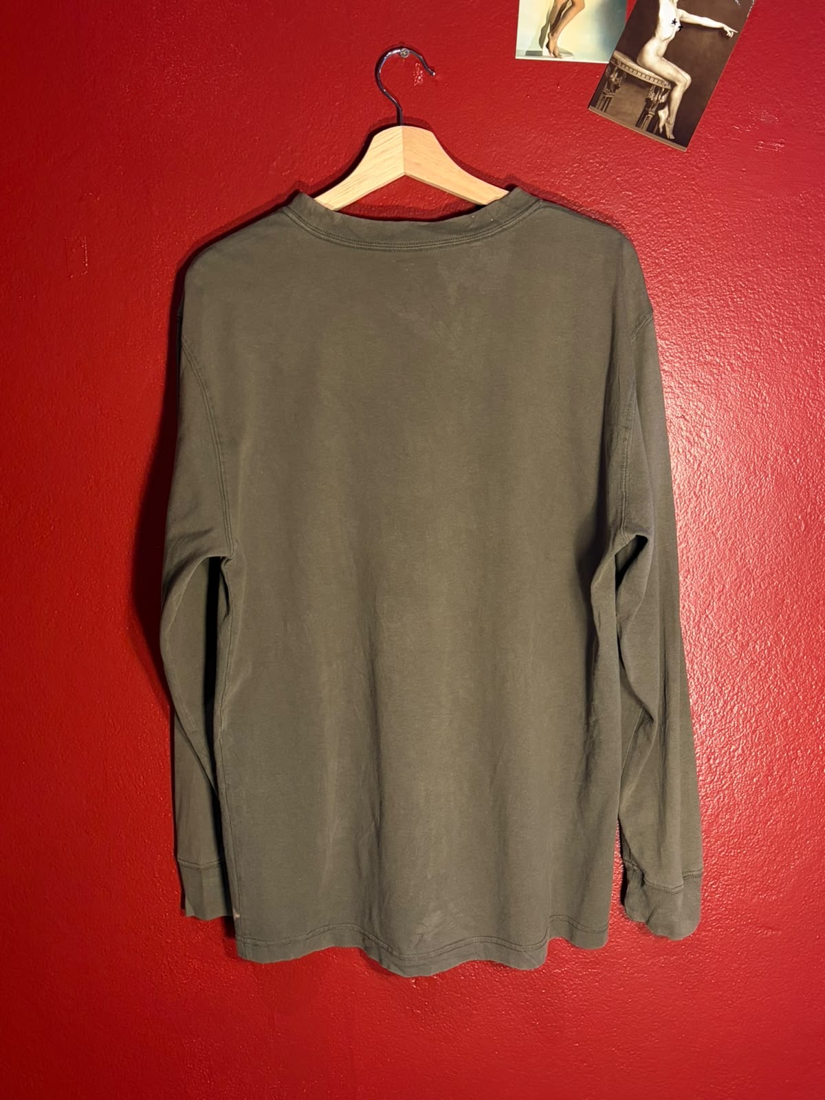Dickies Faded Olive Green Long Sleeve Pocket T-Shirt [M]