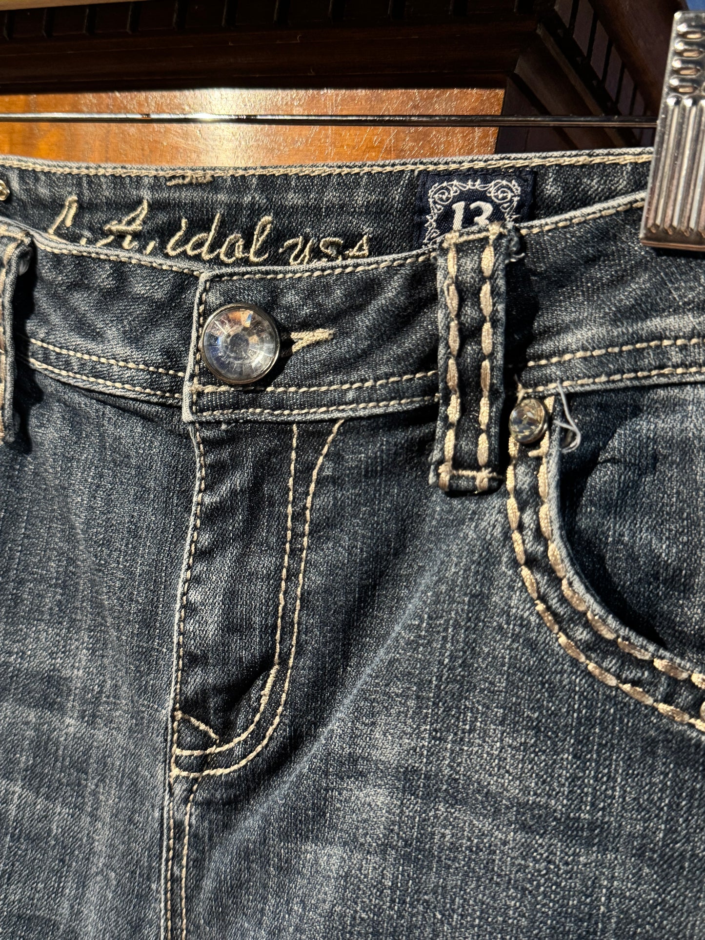 LA Idol USA Rhinestone Bootcut Jeans – Dark Wash (13)