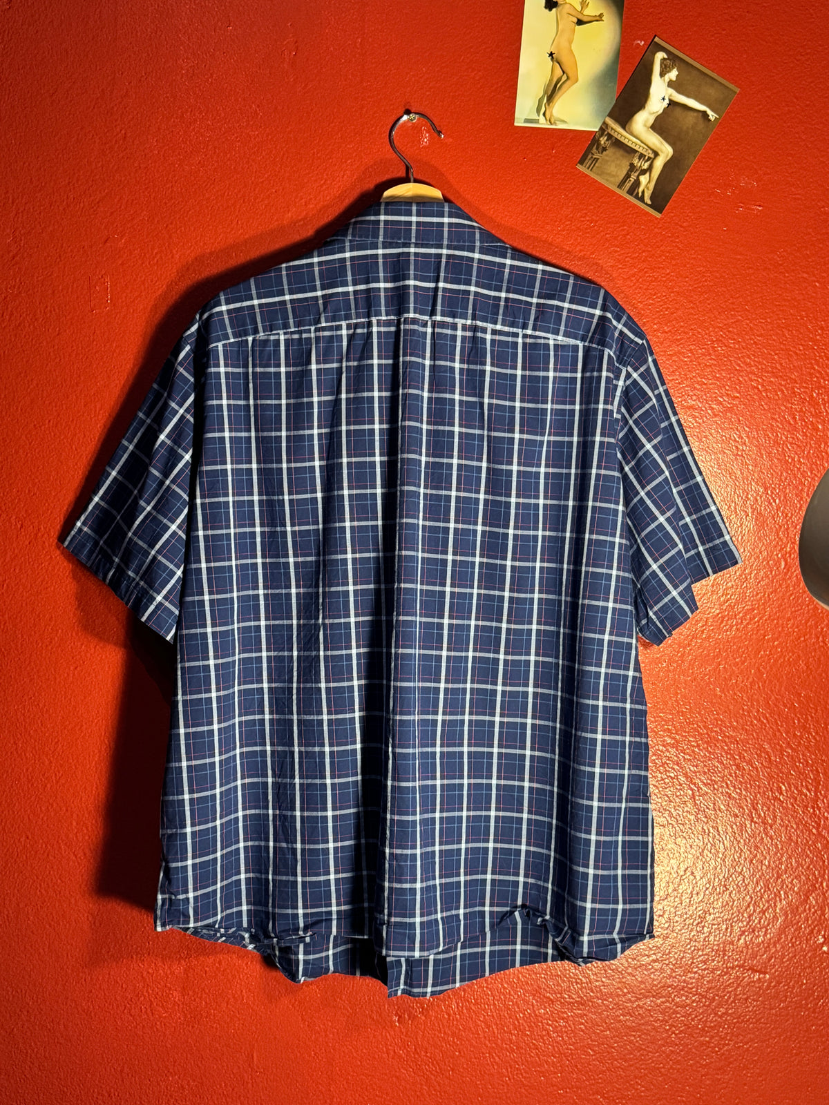 Vintage Tommy Hilfiger Navy Check Short-Sleeve Shirt [XL]