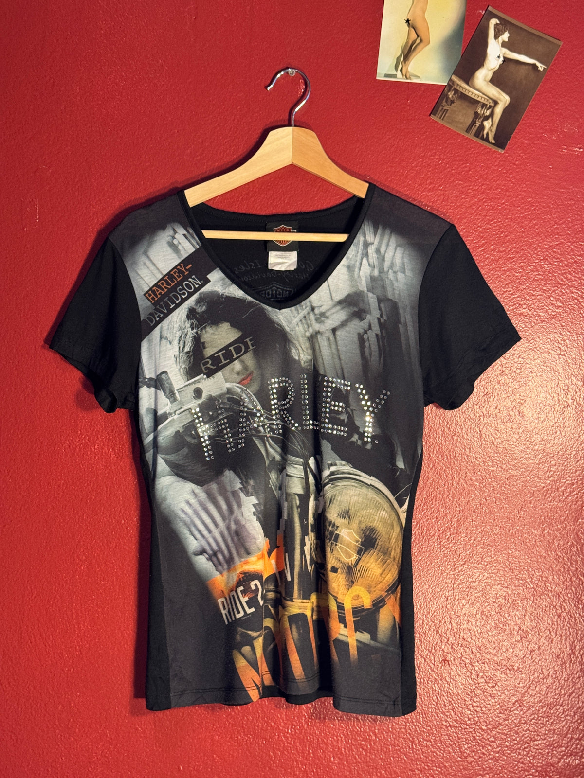 Harley Davidson Women’s Rhinestone Graphic Tee [M]