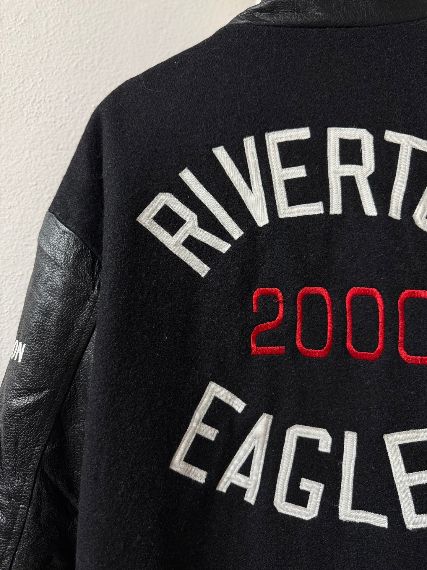 Vintage Black Wool & Leather Varisty Jacket - Made in Canada [M]