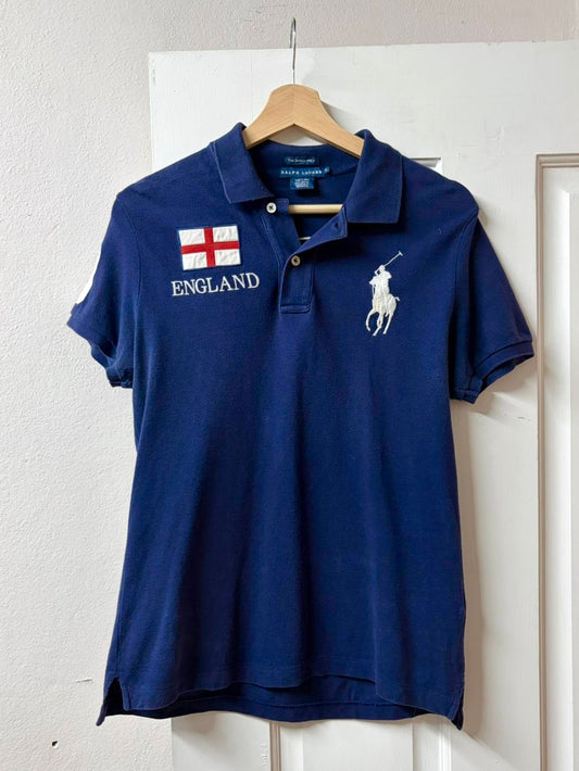 'England' Ralph Lauren Womens Navy Polo Tee [L]