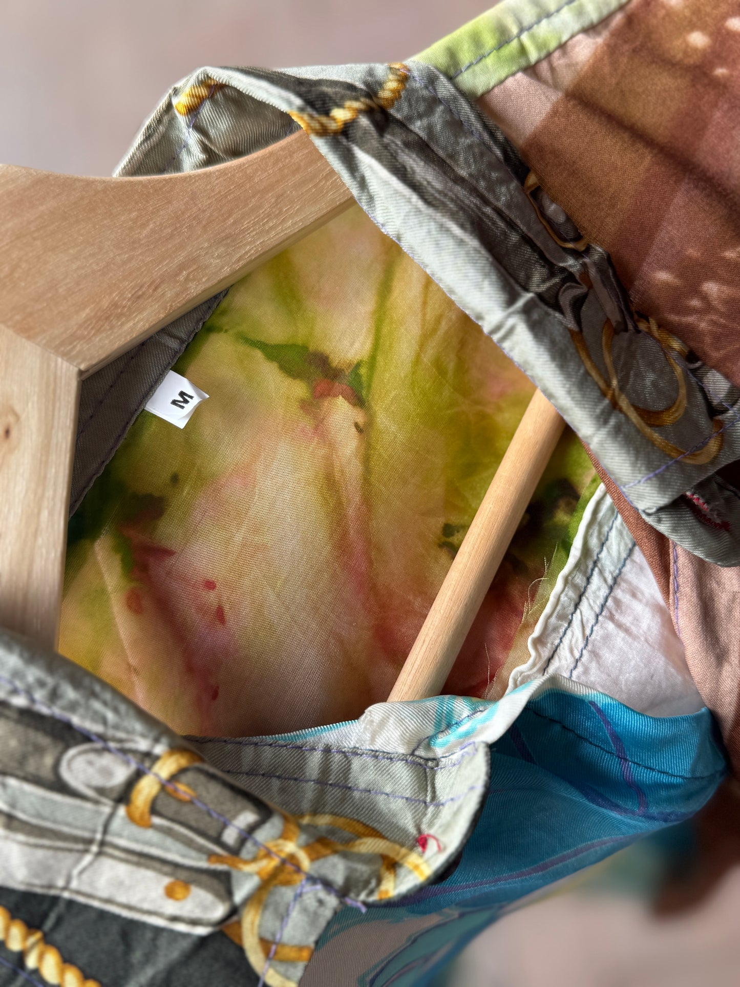 Designer Vintage Silk Reworked Button Up [M]