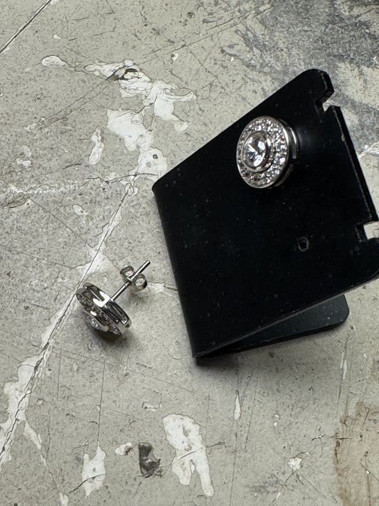 Sterling Silver & Cubic Zirconia Halo Stud Earrings – 925