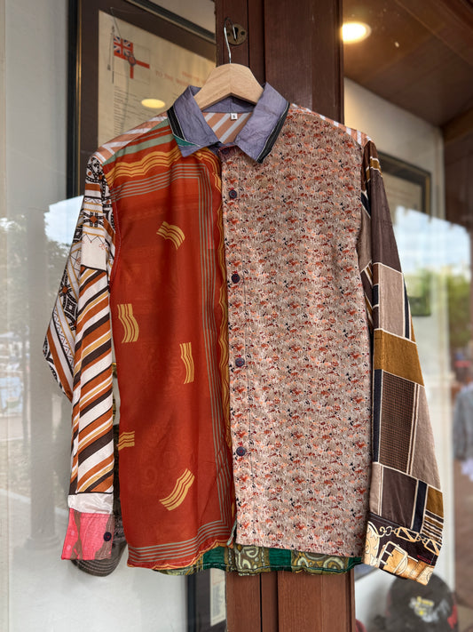Vintage Silk Reworked Button Up [S]