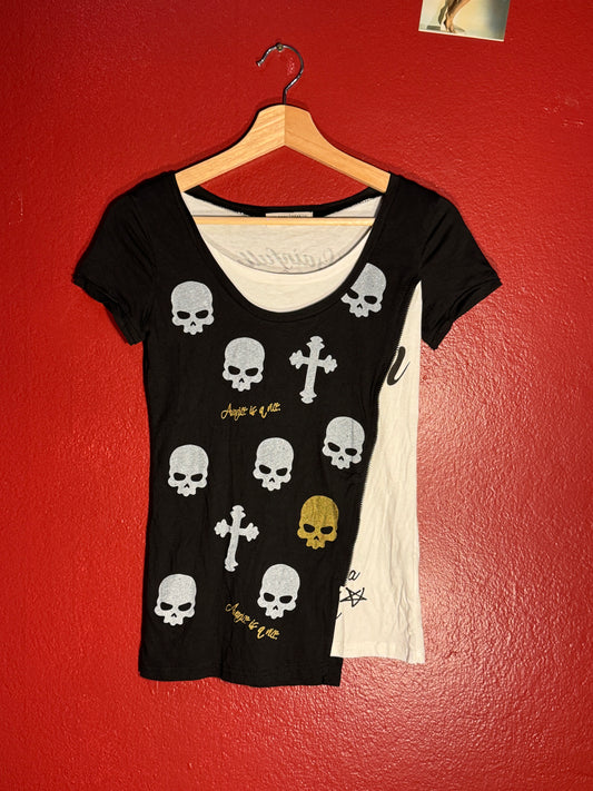Vintage Y2K We Wear 7ndskin Gothic Skull Tee [S]