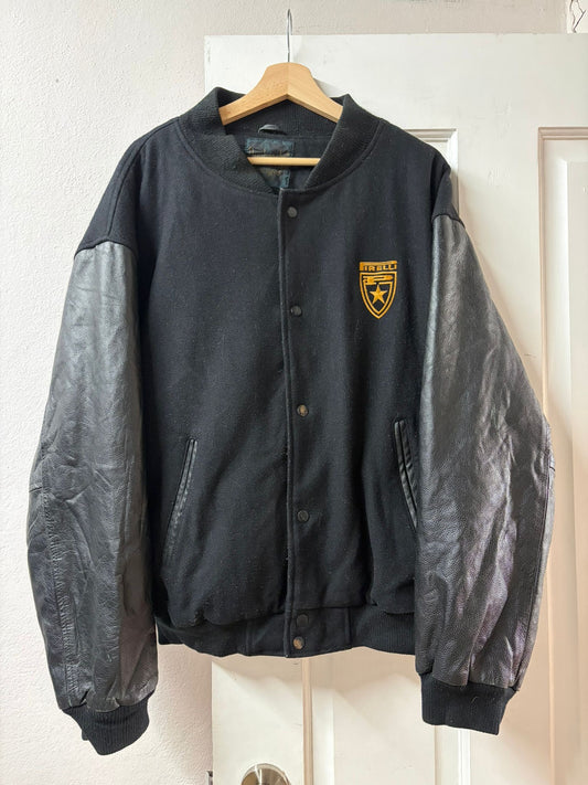 Vintage Pirelli Leather Sleeve Varsity Jacket Wool Bomber [L/XL]