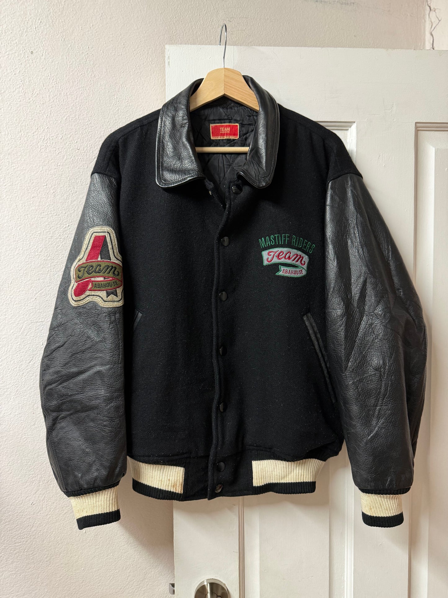 Black 'Mastiff Riders' Varsity Jacket - Made in Japan [L]