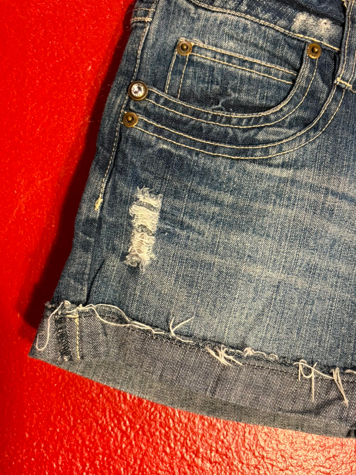 Y2K Sky Bomber Distressed Denim Shorts (AU 6-8)
