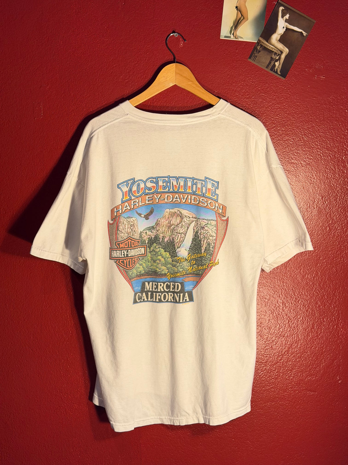 Vintage Harley Davidson Yosemite White Tee - Made in USA [XL]