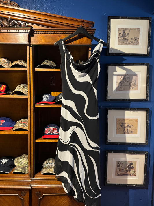 Vintage Black & White Swirl Asymmetrical Dress – Breakin’ Loose (5/6)