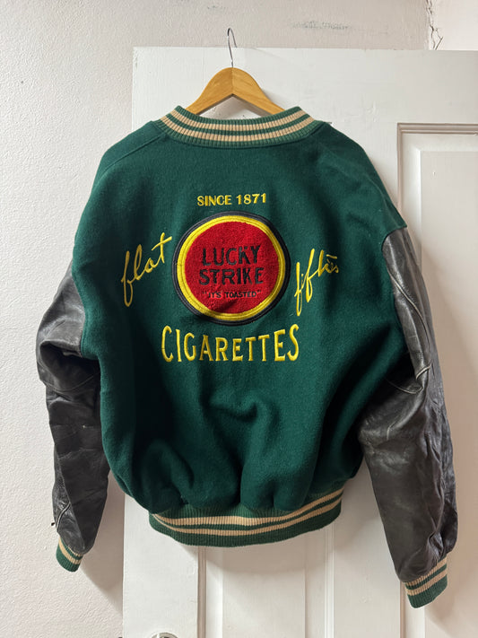 Vintage Lucky Strike x Roots Wool & Leather Varisty Jacket - Made in Canada [L]