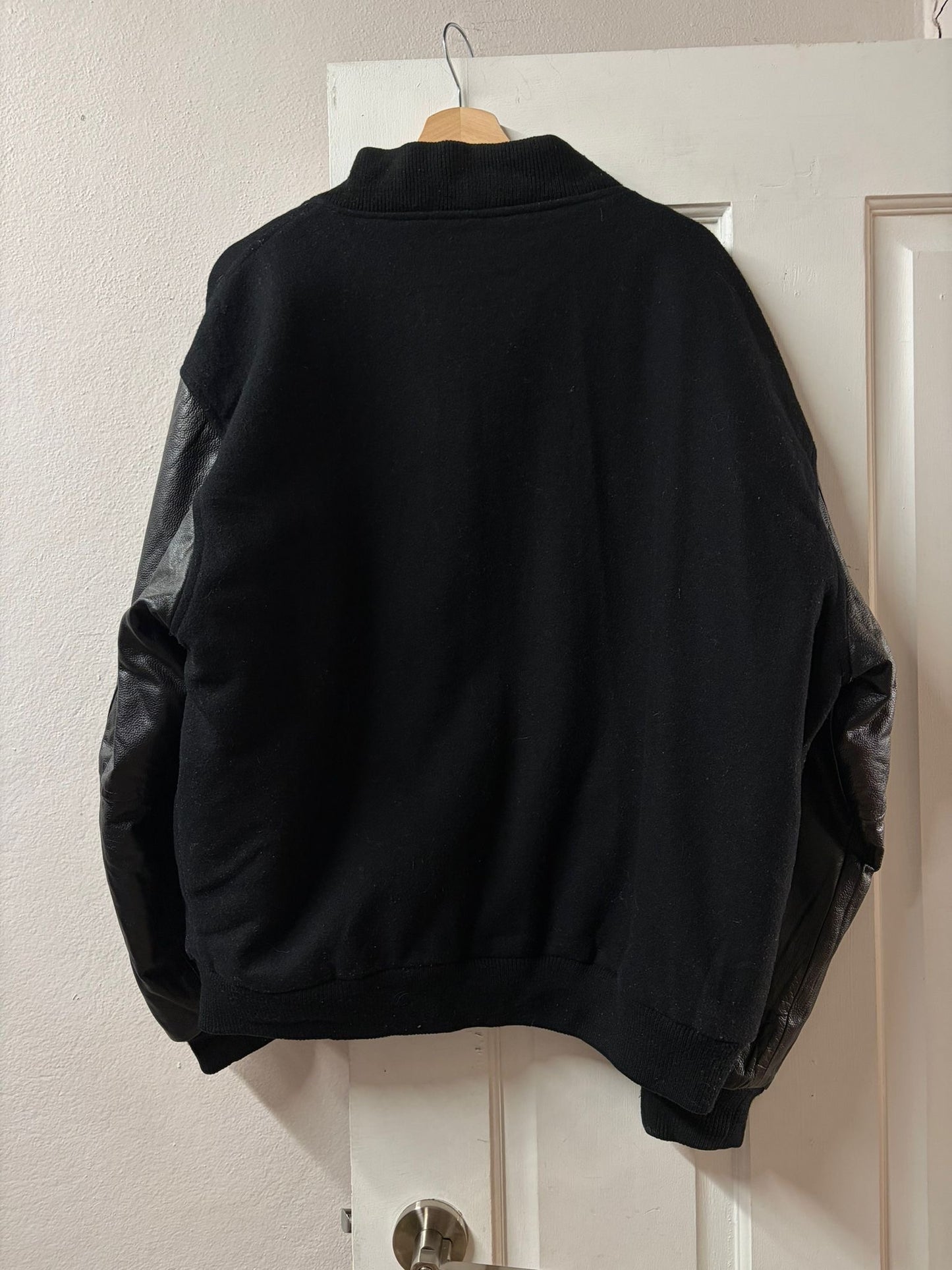 Vintage Pirelli Leather Sleeve Varsity Jacket Wool Bomber [L/XL]