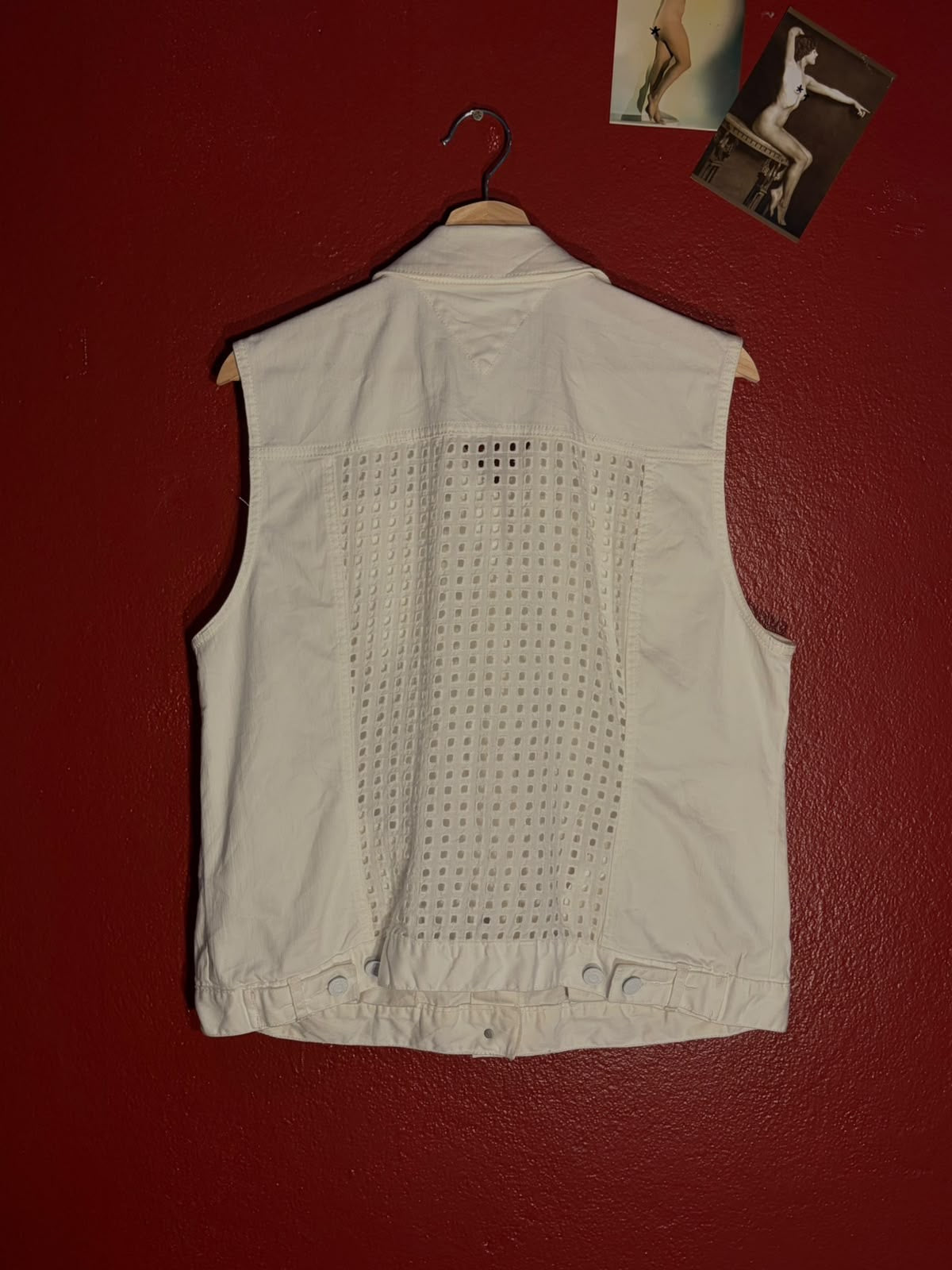 Tommy Hilfiger White Denim Sleeveless Vest - Size XL