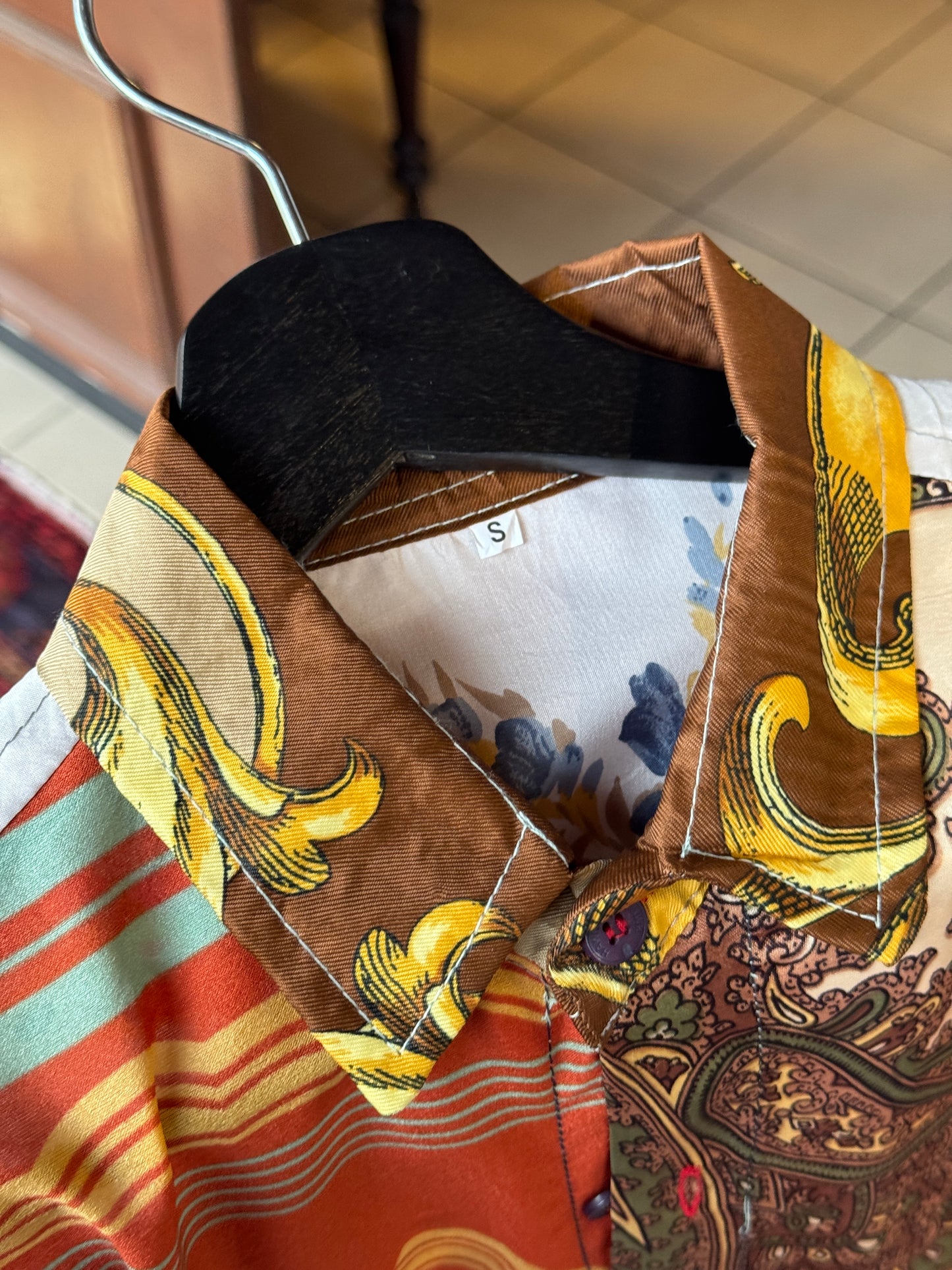 Vintage Silk Reworked Button Up [S]