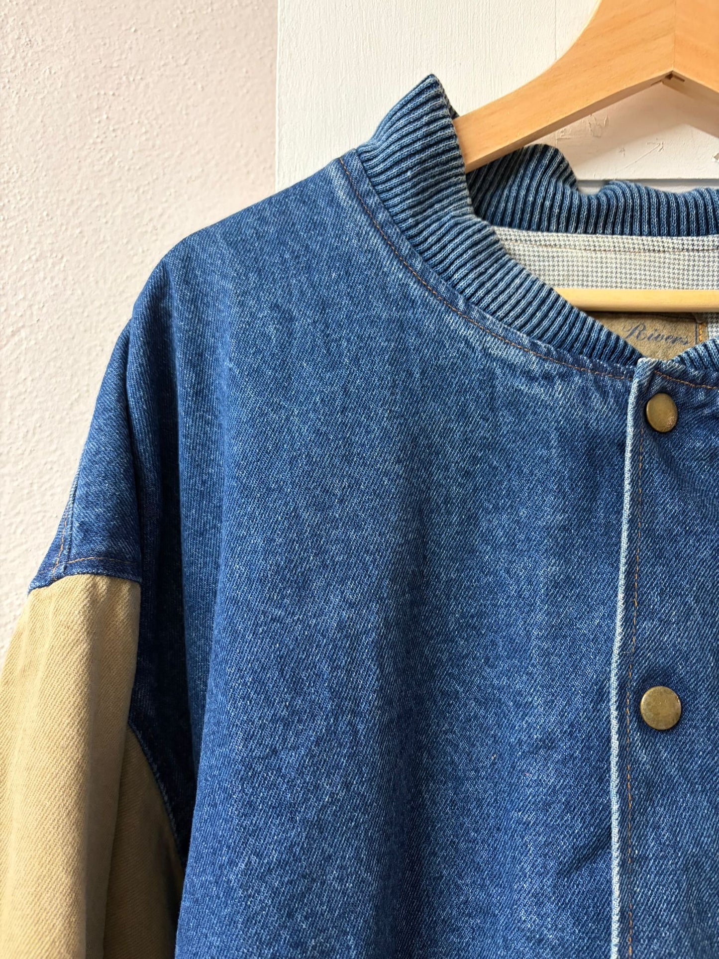 Vintage Three Rivers Denim Varsity Jacket - Made in USA [XL]