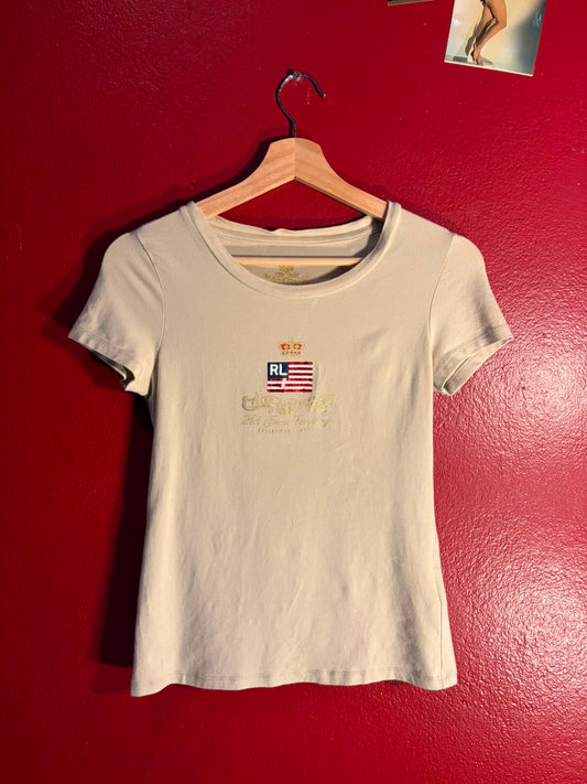 Vintage Ralph Lauren Polo Jeans Sequinned Flag Tee [S]