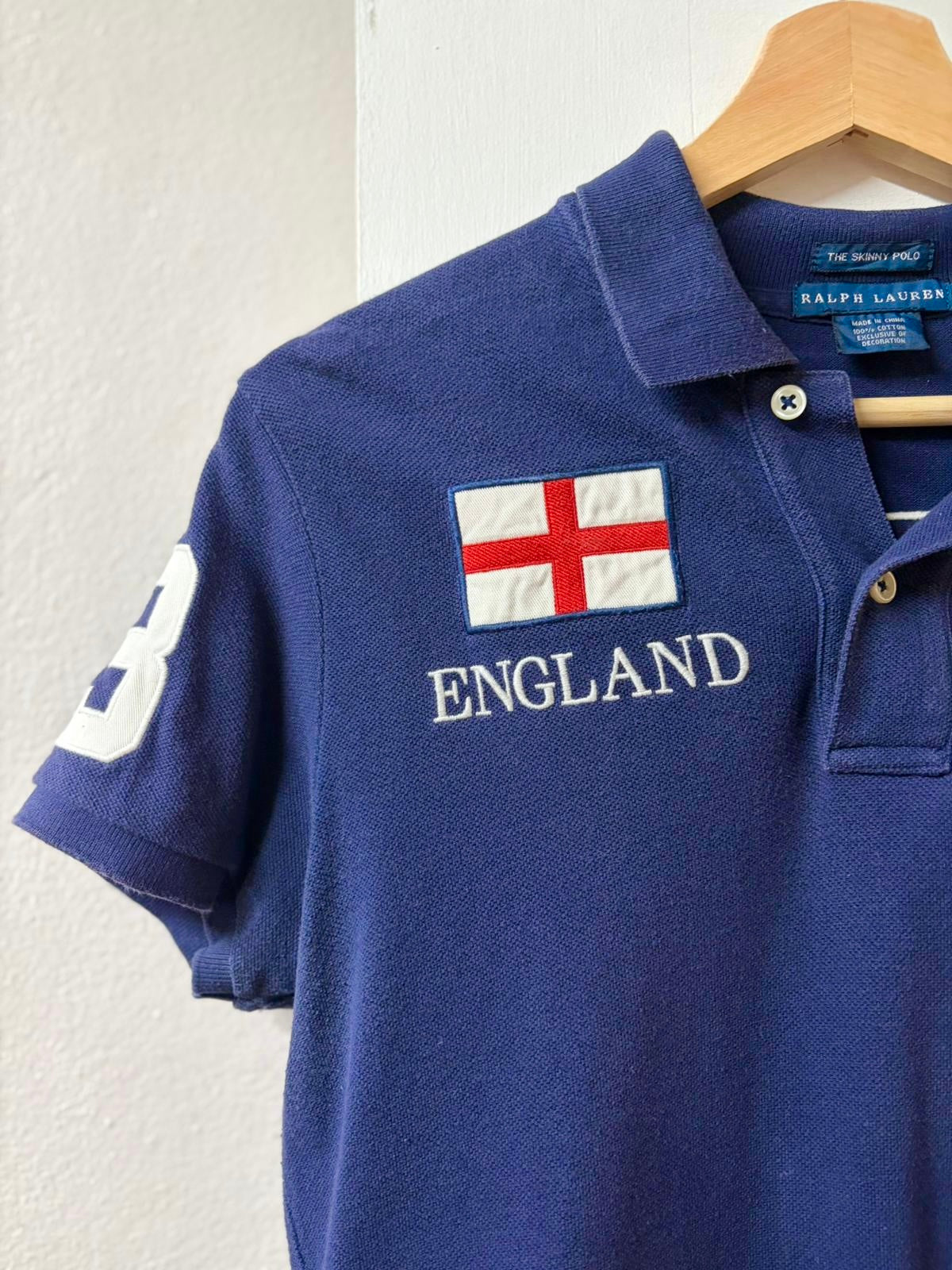 'England' Ralph Lauren Womens Navy Polo Tee [L]