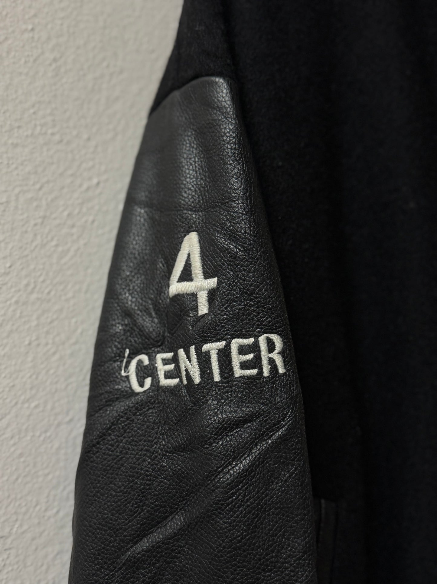 Vintage Black Wool & Leather Varisty Jacket - Made in Canada [M]