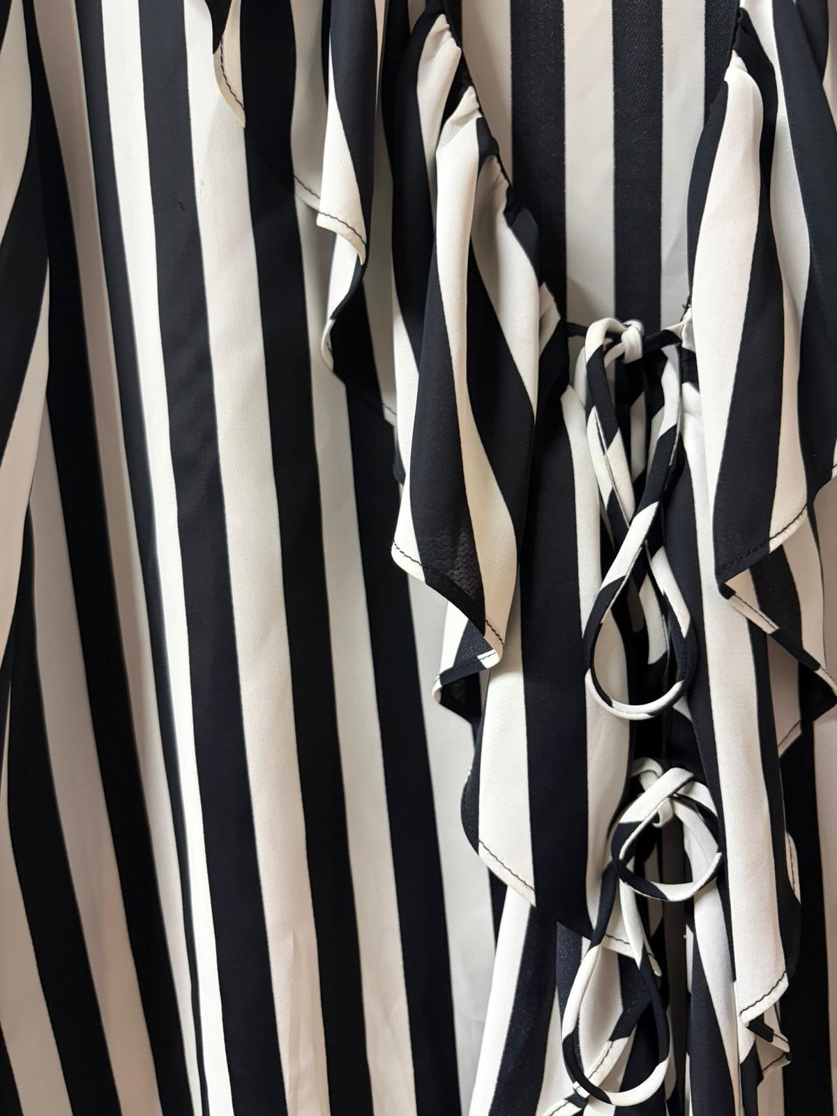 Mid 90s Carla Zampatti Striped Blouse - Made in Australia [Size: 8]