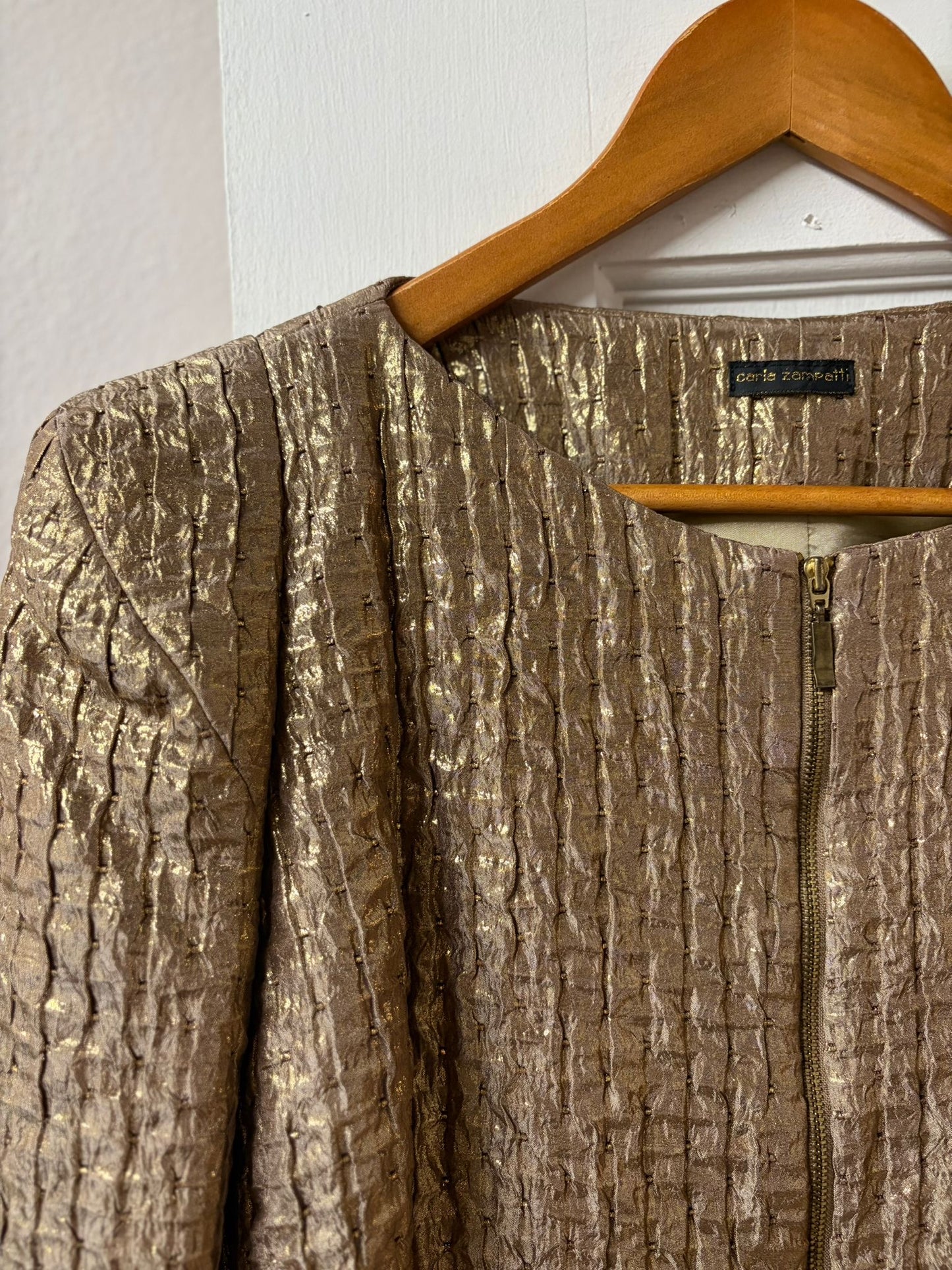 Early 90s Carla Zampatti Metallic Gold Jacket - Made in Australia [Size: AU 16]