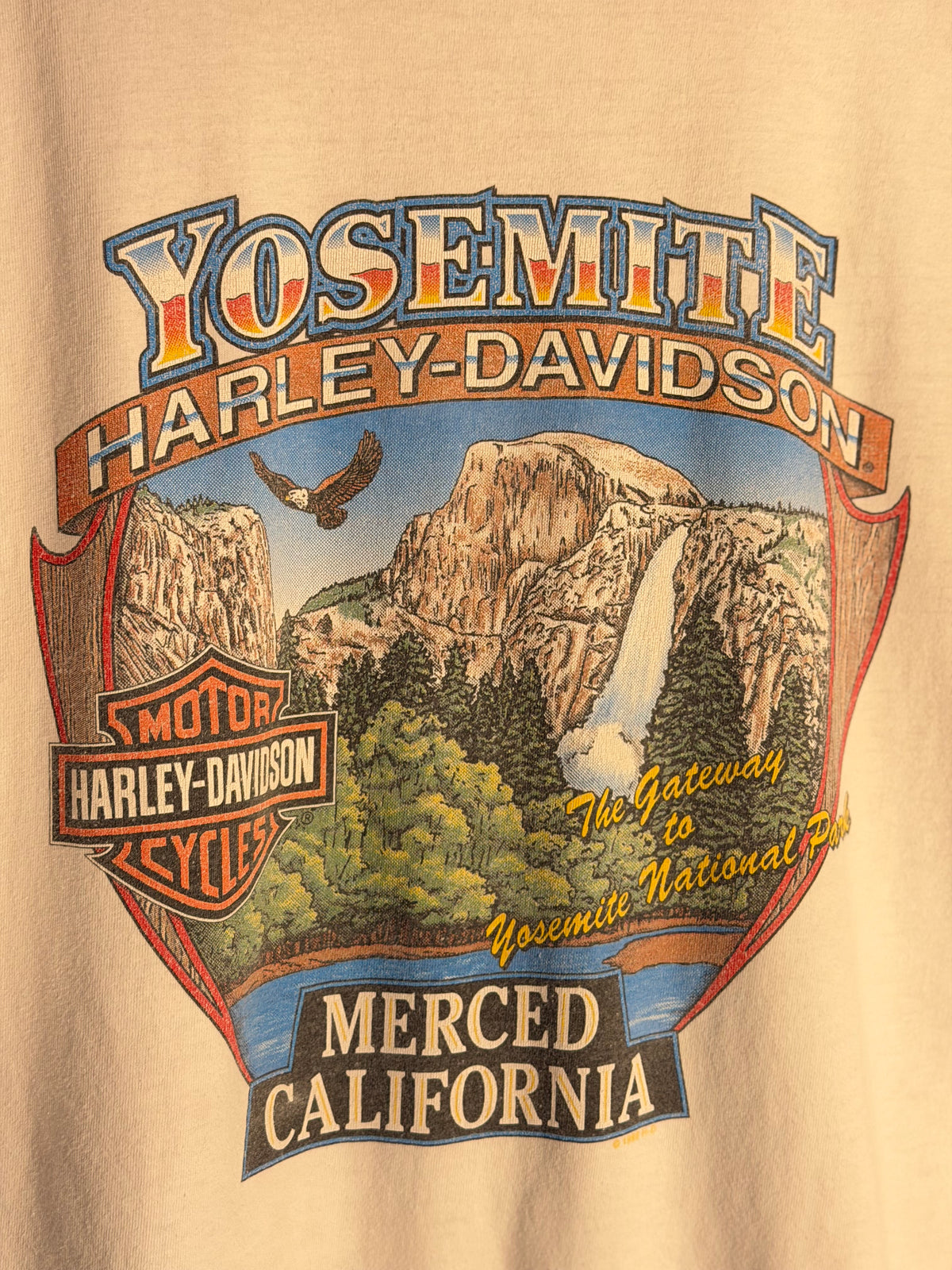 Vintage Harley Davidson Yosemite White Tee - Made in USA [XL]
