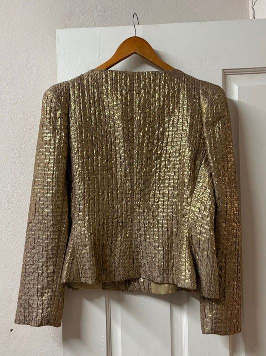 Early 90s Carla Zampatti Metallic Gold Jacket - Made in Australia [Size: AU 16]