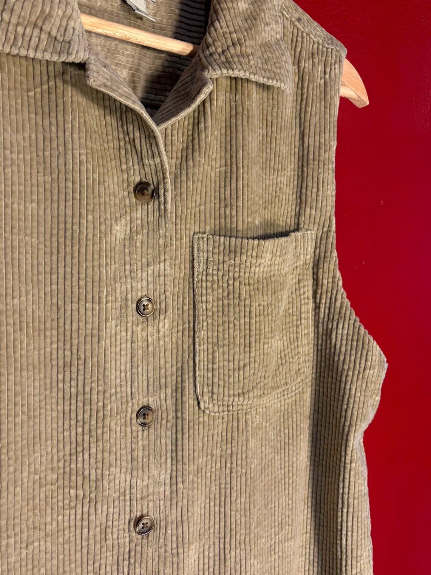 L.L.Bean Corduroy Sleeveless Button Shirt [S]