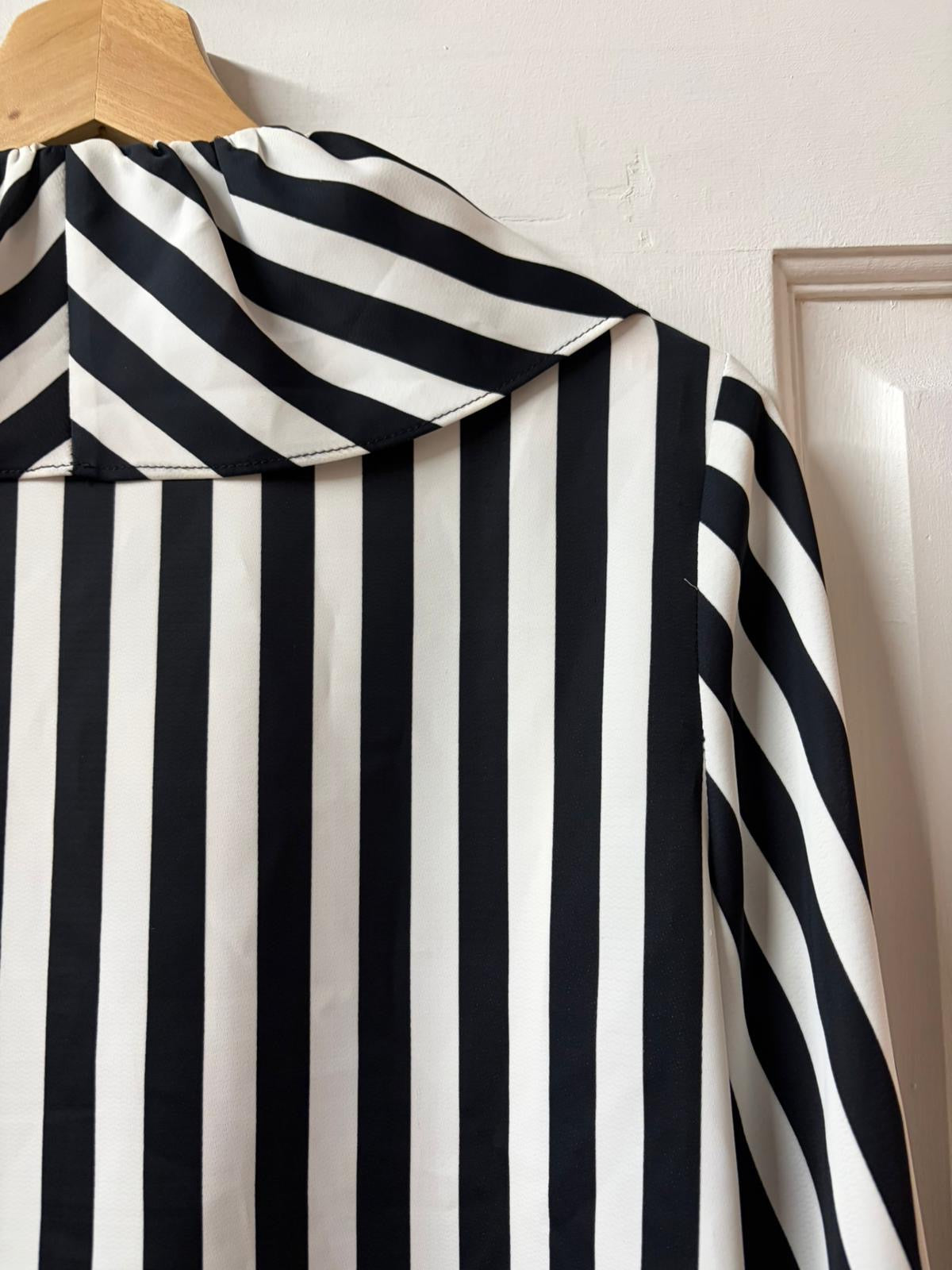 Mid 90s Carla Zampatti Striped Blouse - Made in Australia [Size: 8]