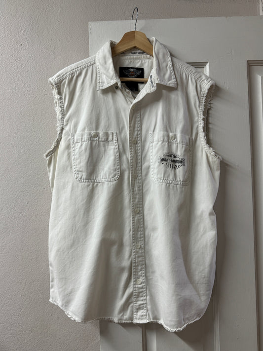 Harley Davidson Sleeveless Cotton Twill Shirt [L]