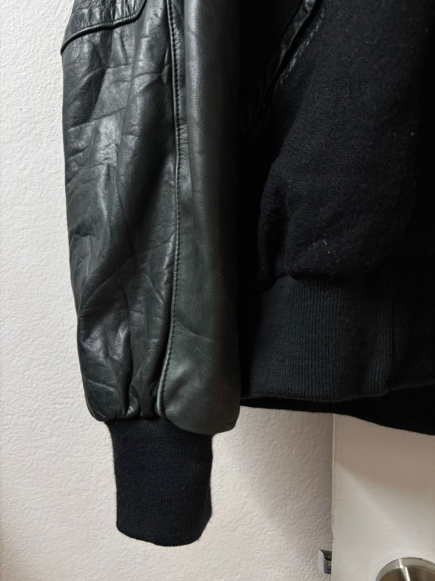Vintage Holloway Leather Sleeve Varsity Jacket - Made in USA [XL]