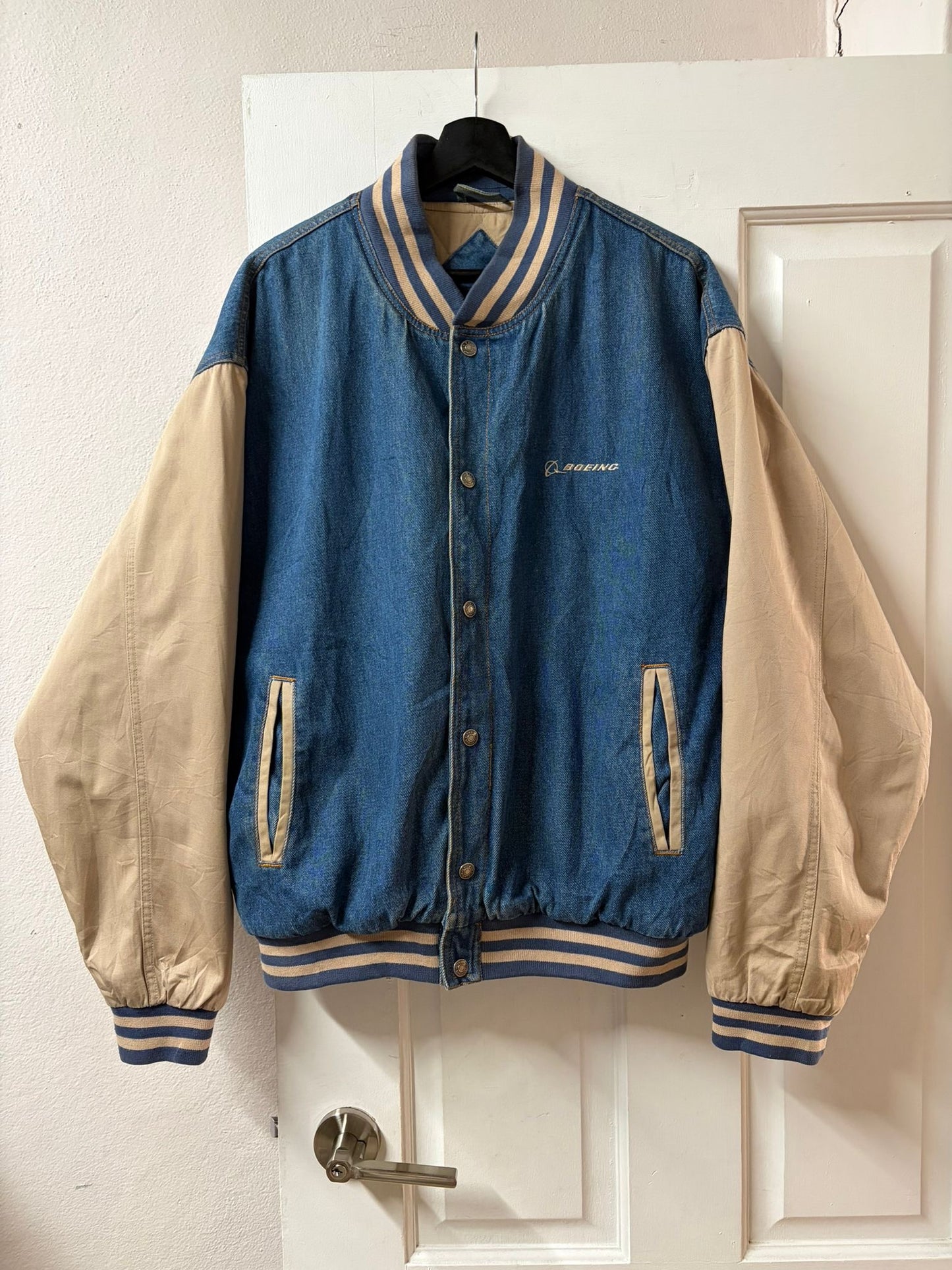 Vintage Boeing Denim Varsity Jacket [L]